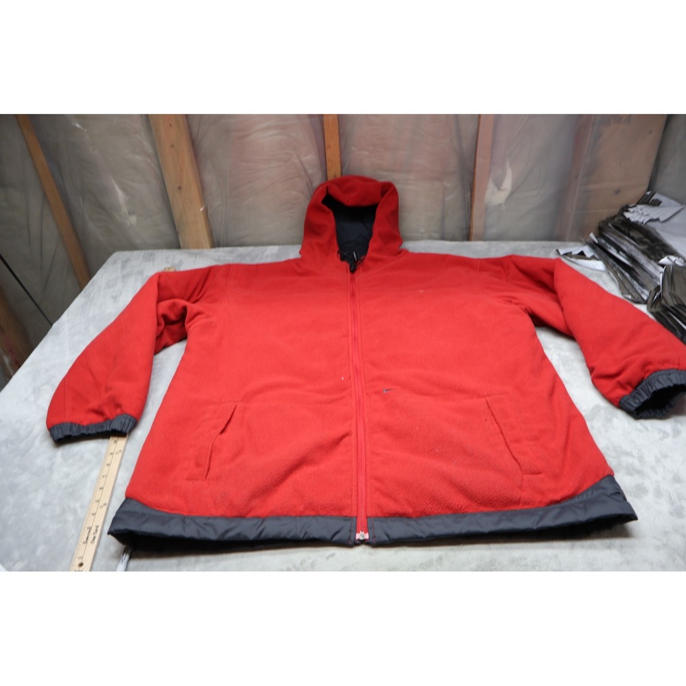 Nike Jacket Mens‎ XXL Red Reversible Hooded Fleece Nylon Sportswear Warm VTG